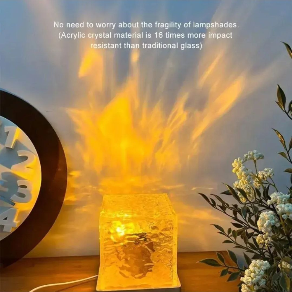 Crystal Cube Decorative Night Lamp | Warm Yellow LED Table Lamp for Bedroom & Living Room