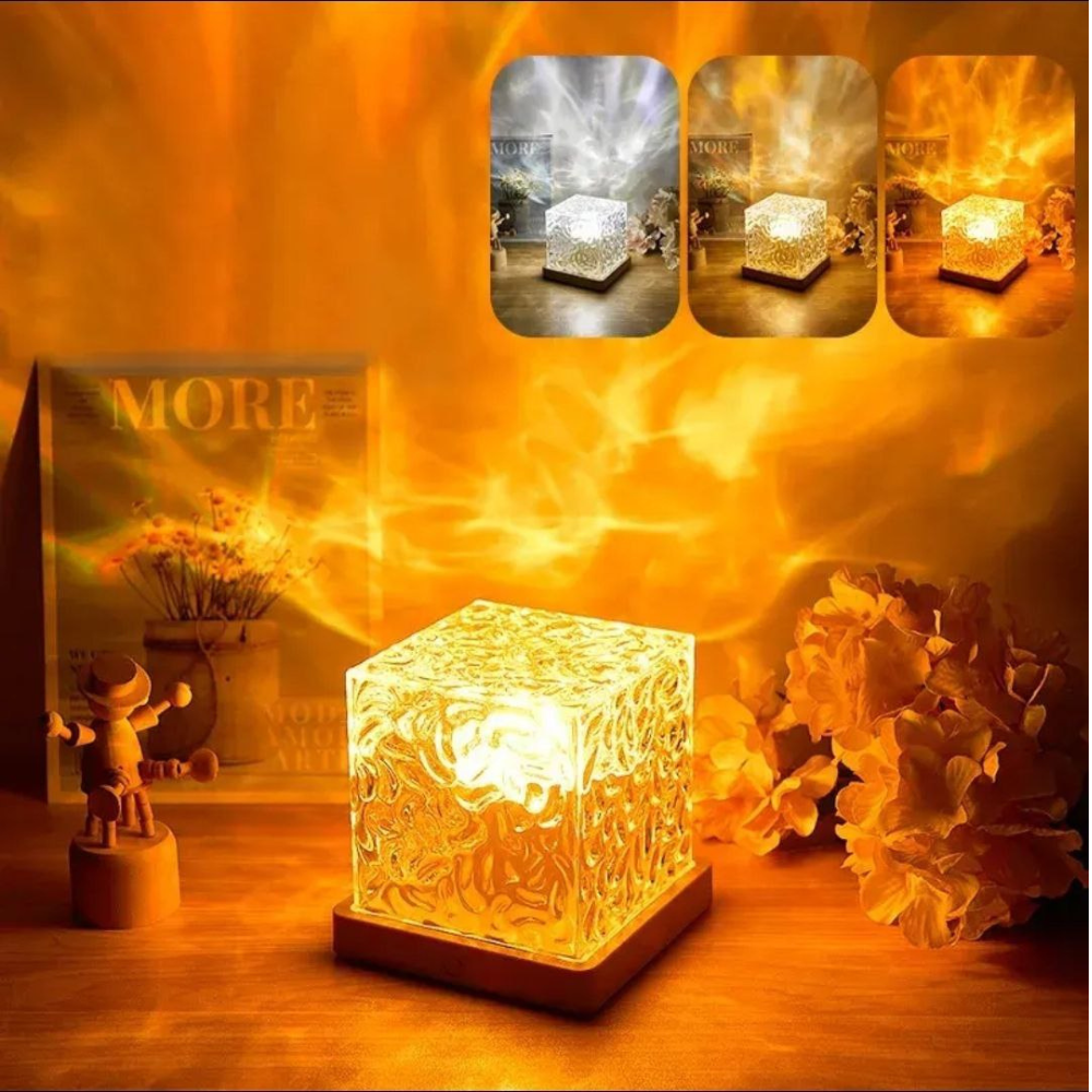 Crystal Cube Decorative Night Lamp | Warm Yellow LED Table Lamp for Bedroom & Living Room