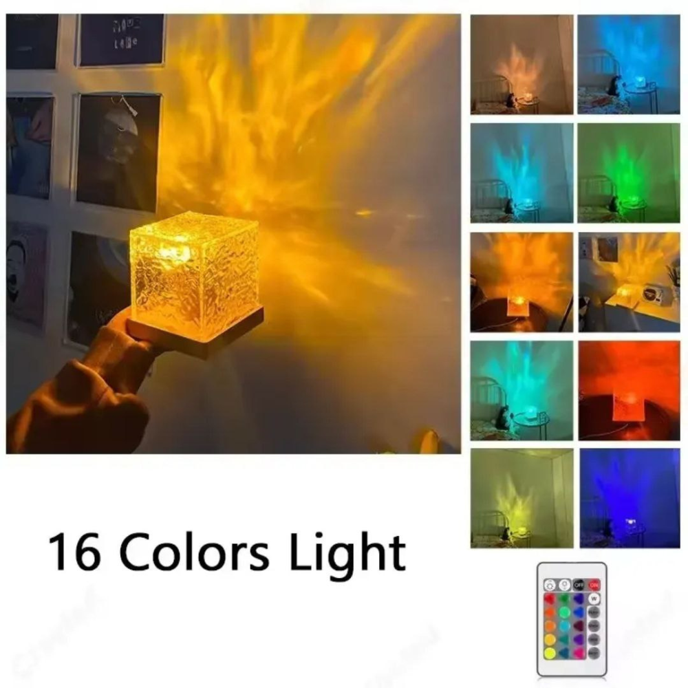 Crystal Cube Decorative Night Lamp | Warm Yellow LED Table Lamp for Bedroom & Living Room