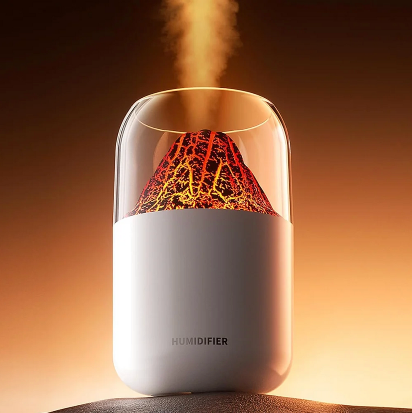 Volcano Shape Ultrasonic Essential Oil Humidifier For Home (300ml Tank) White
