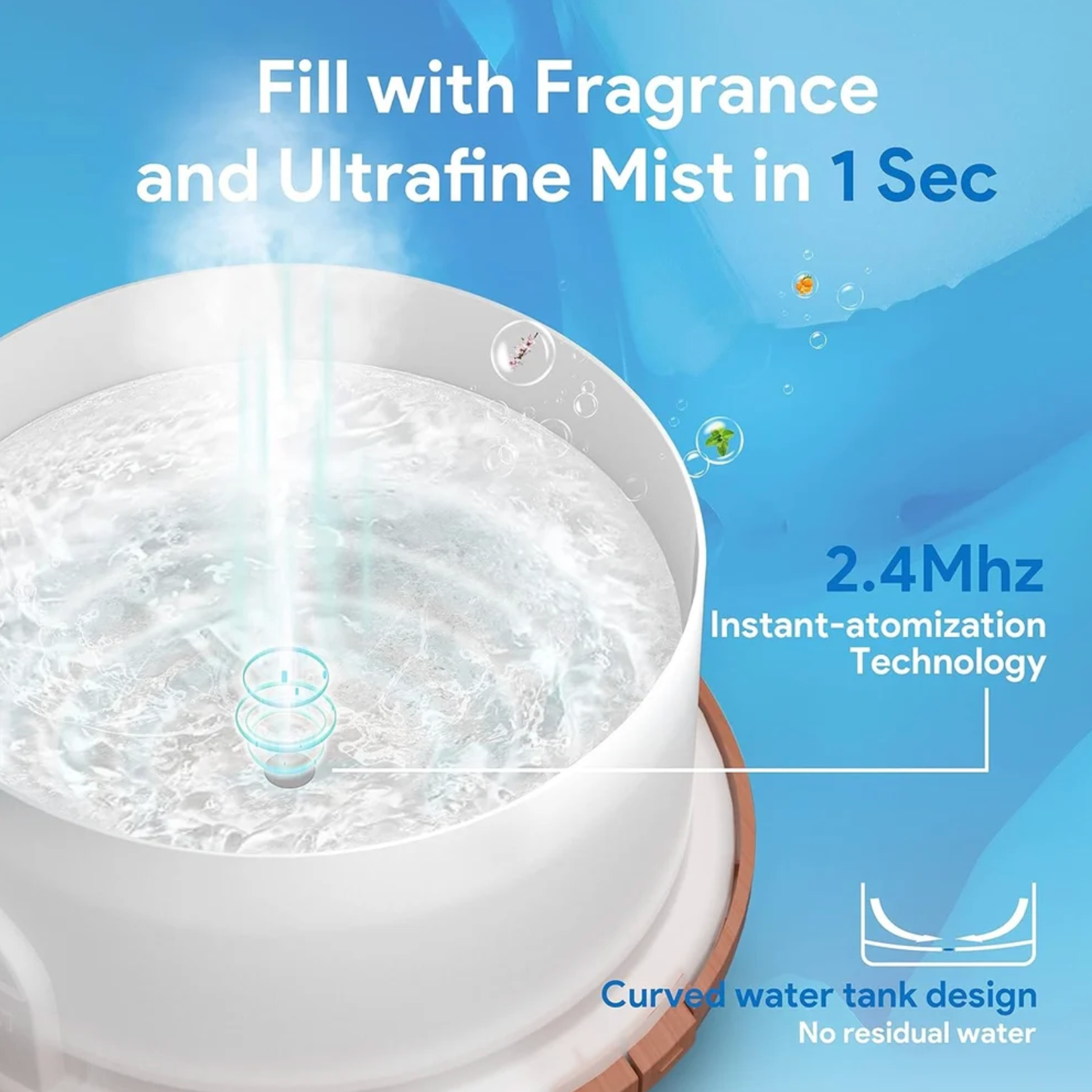 Round Shape Humidifier, Essential Oil Aroma Diffuser (With 7-Colour LED, 500ml Tank) - White