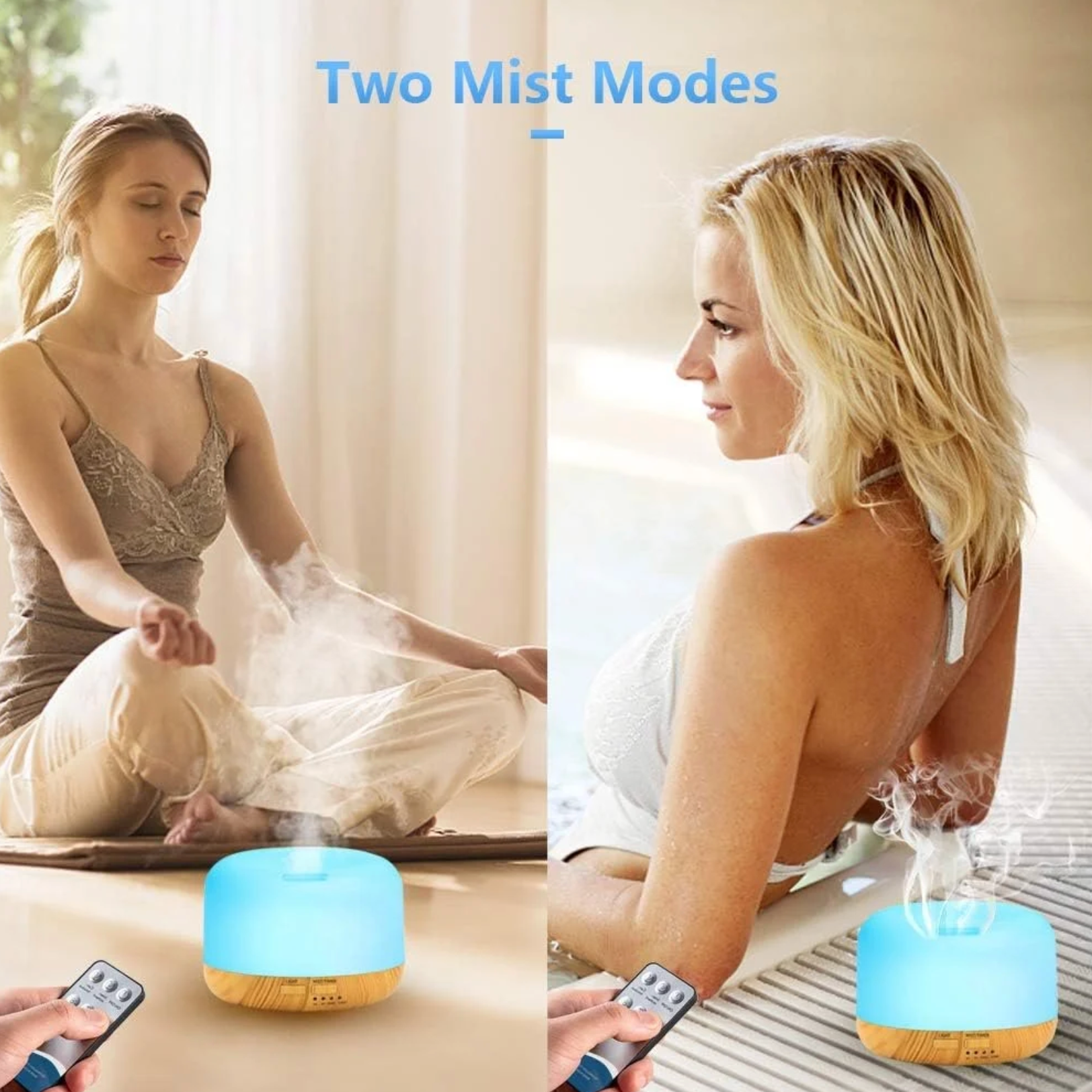 Round Shape Humidifier, Essential Oil Aroma Diffuser (With 7-Colour LED, 500ml Tank) - White