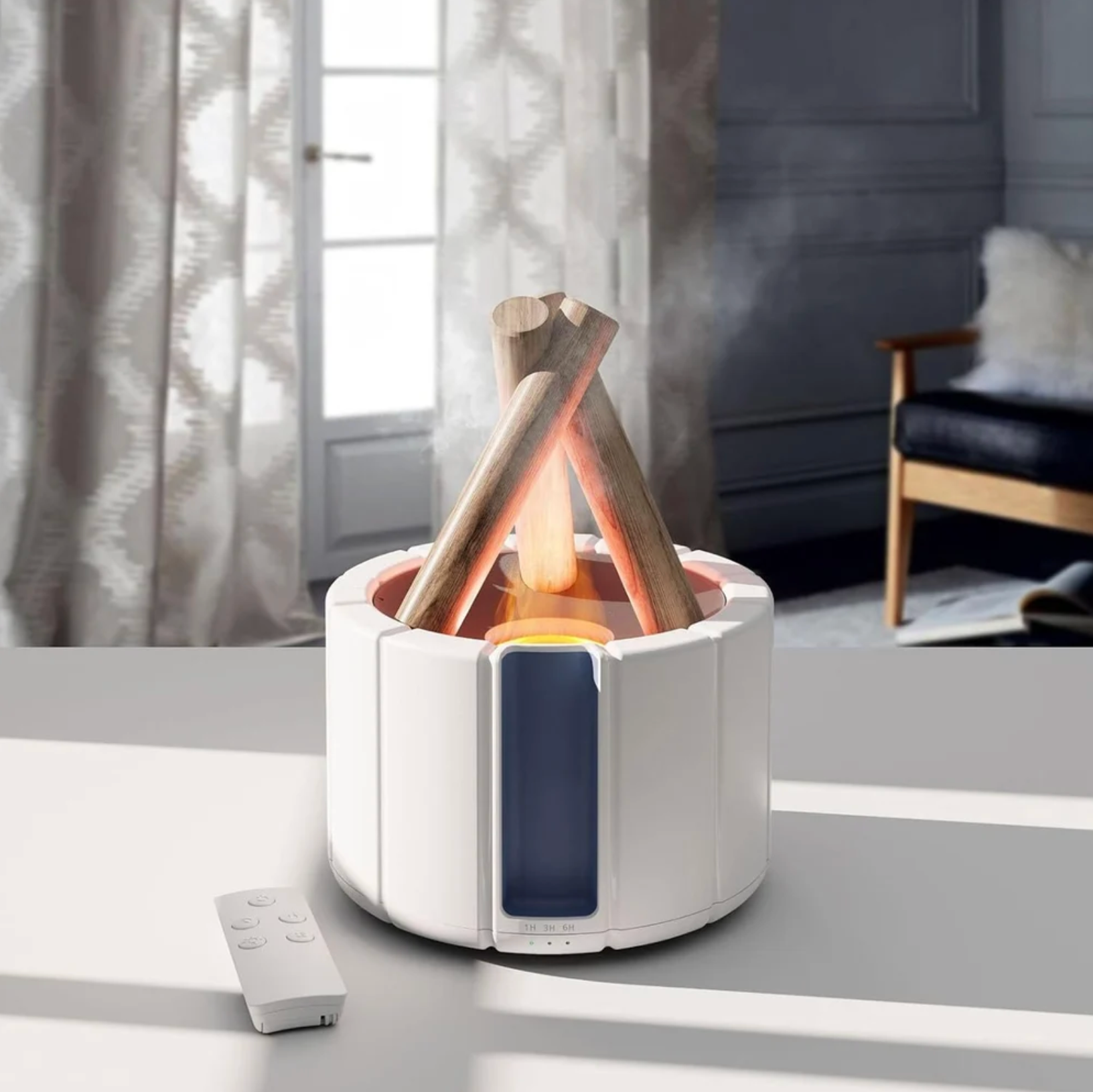 Bonfire Shape Humidifier, Essential Oil Aroma Diffuser (250ml Tank) - White