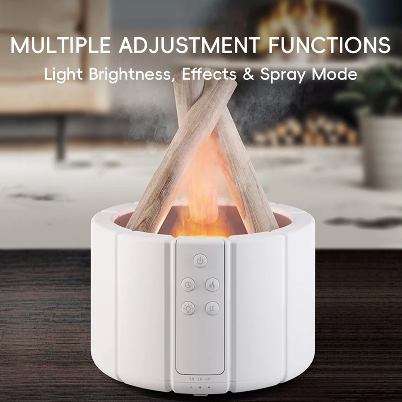Bonfire Shape Humidifier, Essential Oil Aroma Diffuser (250ml Tank) - White