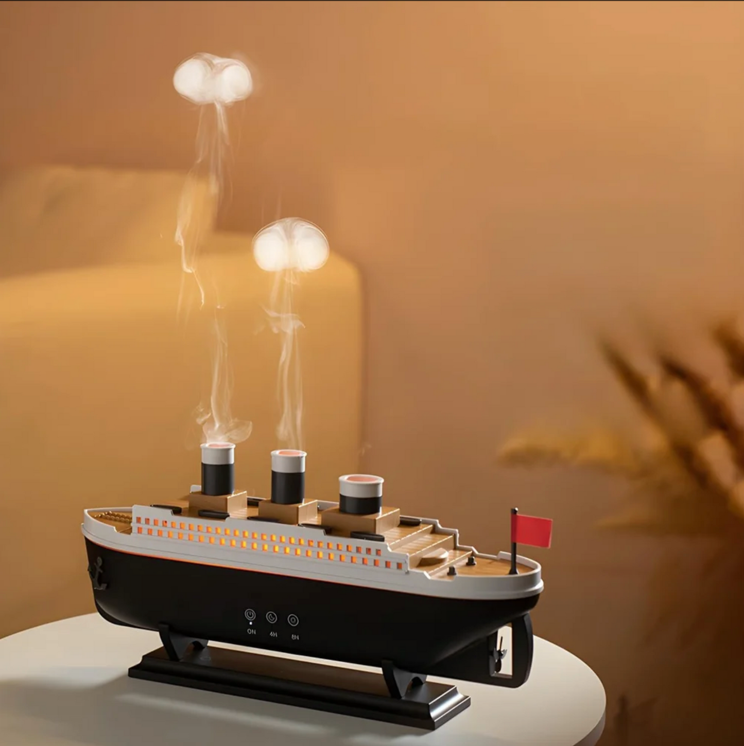 Titanic Ship Shape Humidifier, Essential Oil Aroma Diffuser (250ml Tank) (Black)