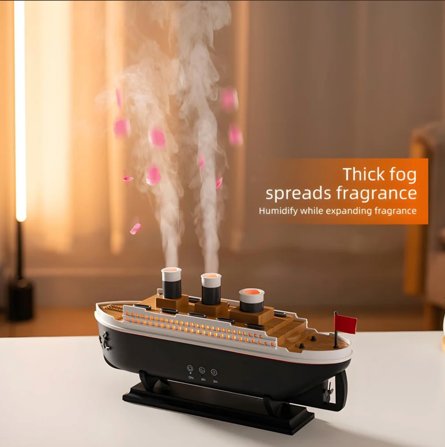 Titanic Ship Shape Humidifier, Essential Oil Aroma Diffuser (250ml Tank) (Black)