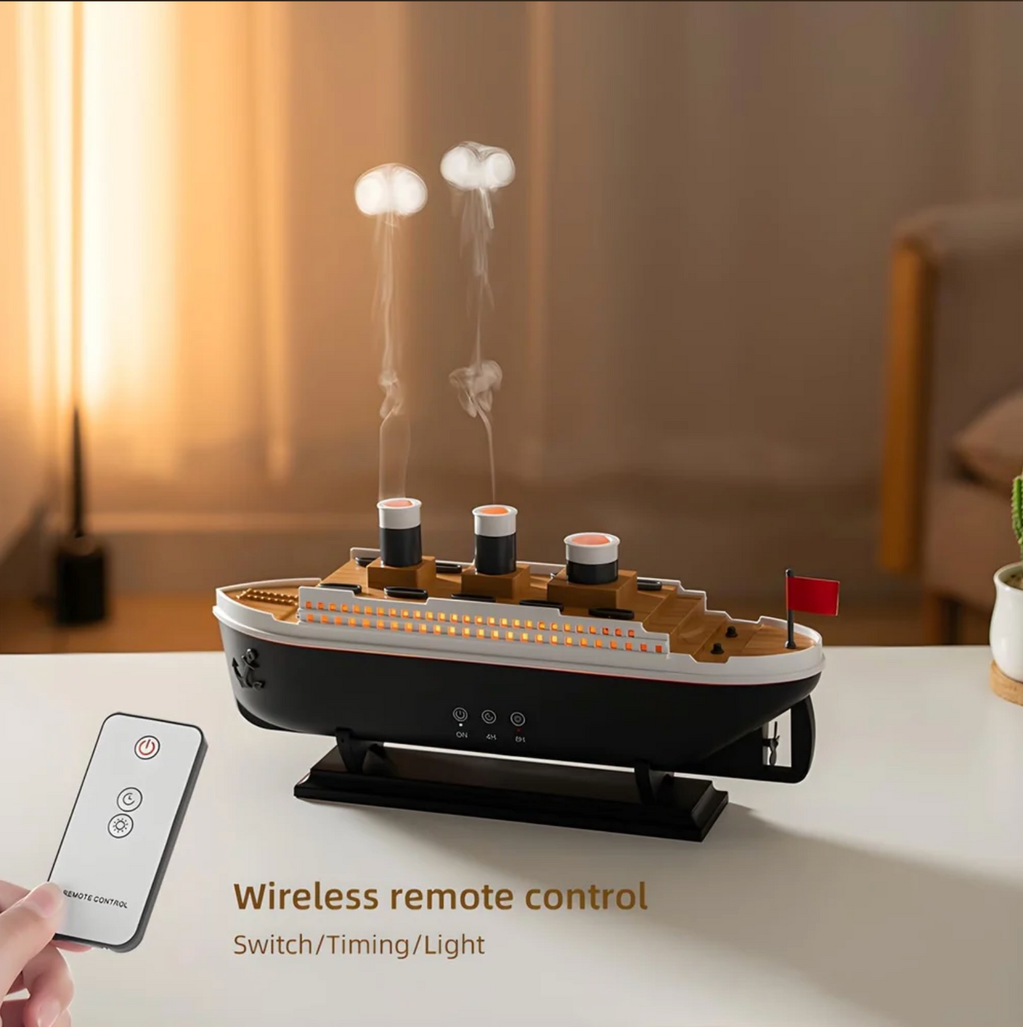 Titanic Ship Shape Humidifier, Essential Oil Aroma Diffuser (250ml Tank) (Black)
