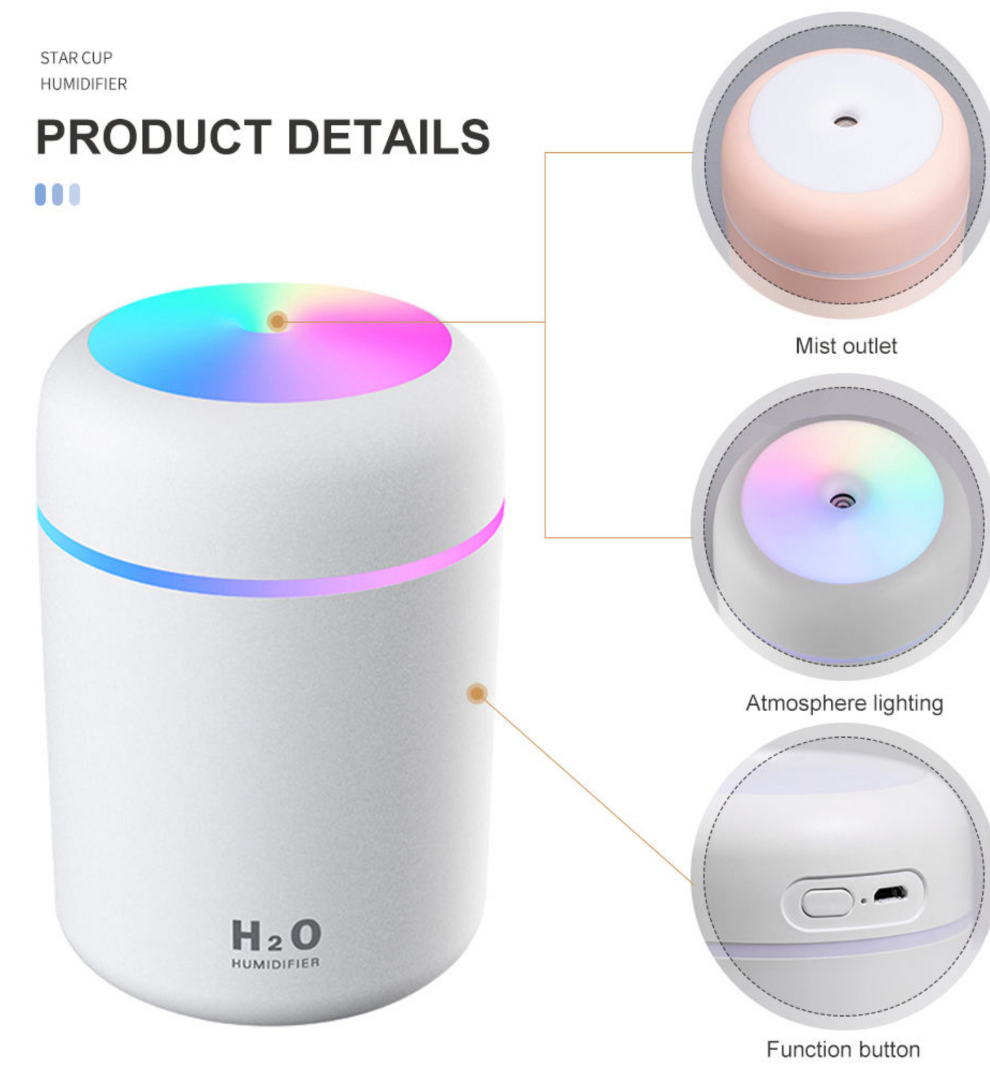 Mini Portable Essential Oil Aroma Diffuser With Multi- colour LED