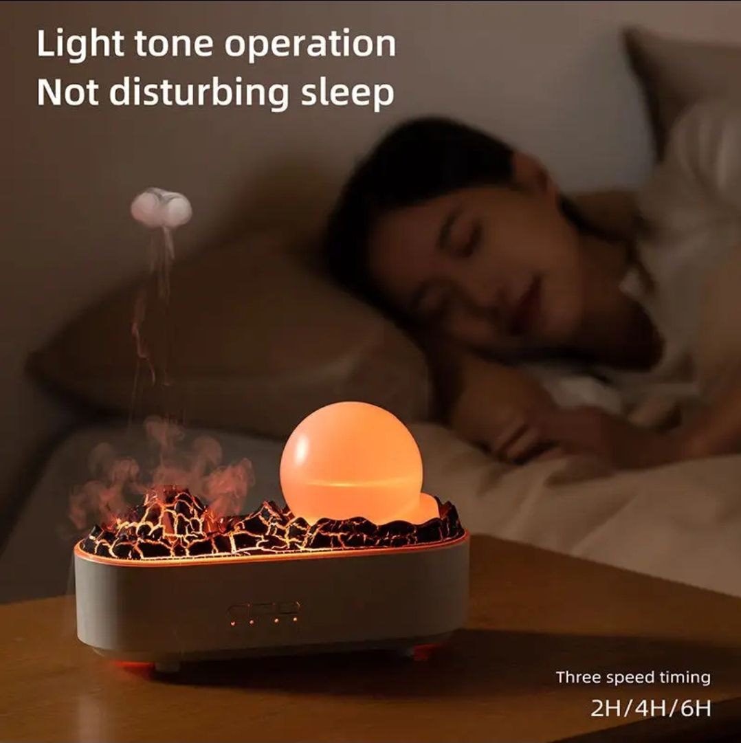 Cystal Ball Volcano Shape Humidifier, Essential Oil Aroma Diffuser (200ml Tank) - White