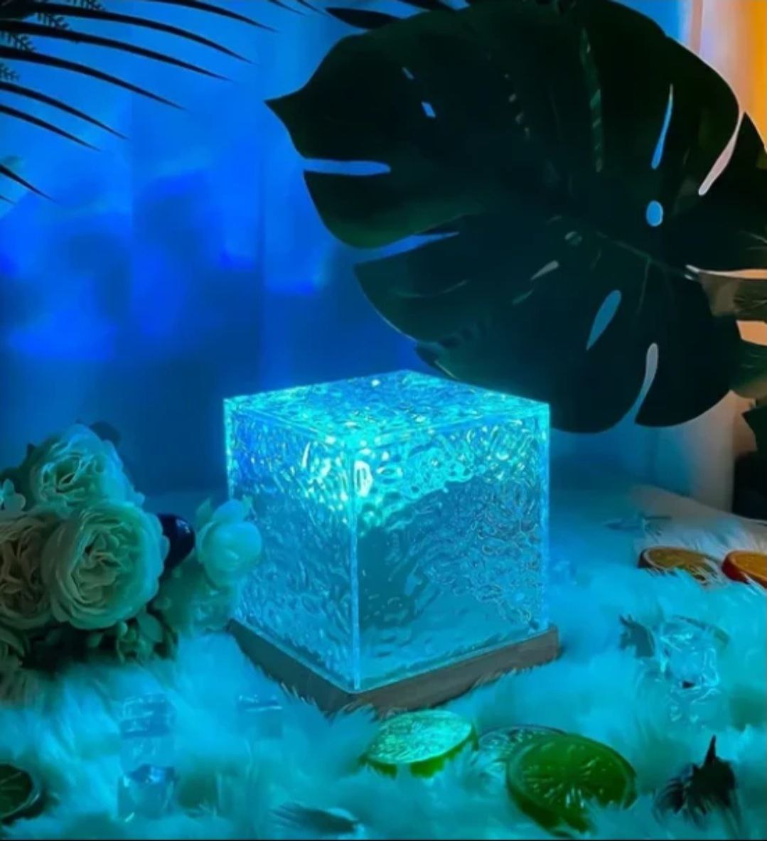 Crystal Cube Decorative Night Lamp | Warm Yellow LED Table Lamp for Bedroom & Living Room