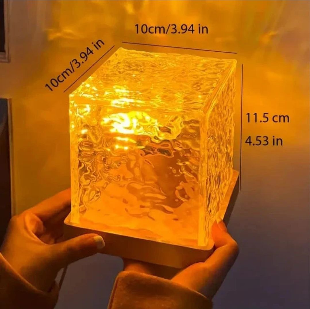 Crystal Cube Decorative Night Lamp | Warm Yellow LED Table Lamp for Bedroom & Living Room
