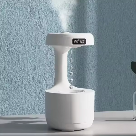 Anti-Gravity Humidifier with Digital Display, 600ml Tank, Fine Mist Spray, Quiet Operation, White