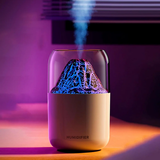 Volcano Shape Ultrasonic Essential Oil Humidifier For Home (300ml Tank) White