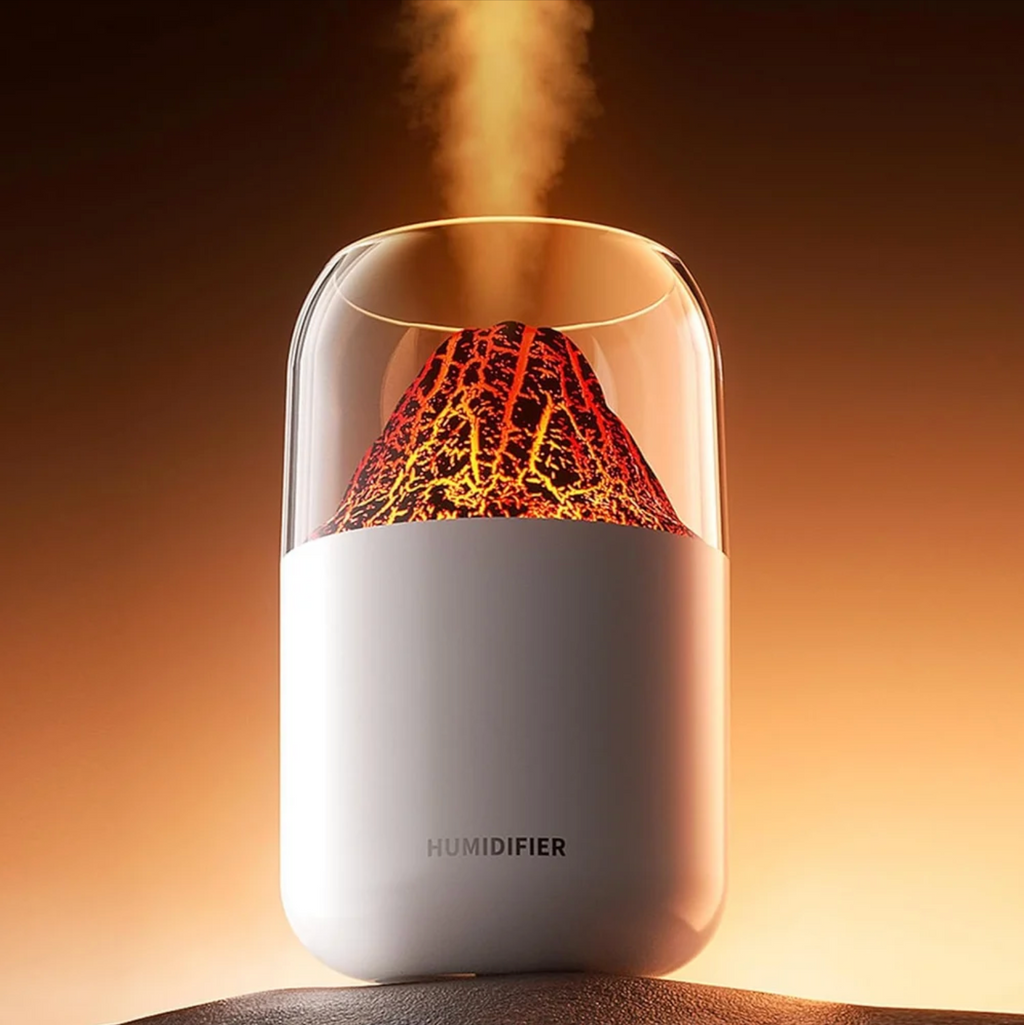 Volcano Shape Ultrasonic Essential Oil Humidifier For Home (300ml Tank) White