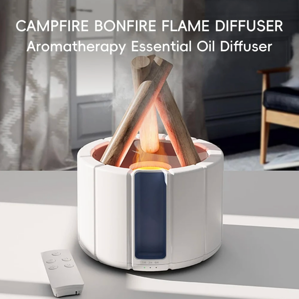 Bonfire Shape Humidifier, Essential Oil Aroma Diffuser (250ml Tank) - White