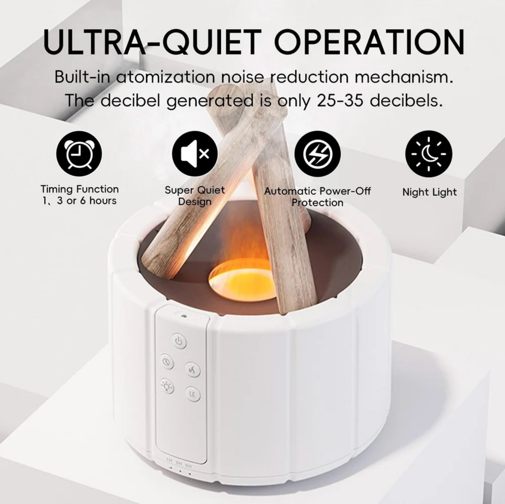 Bonfire Shape Humidifier, Essential Oil Aroma Diffuser (250ml Tank) - White