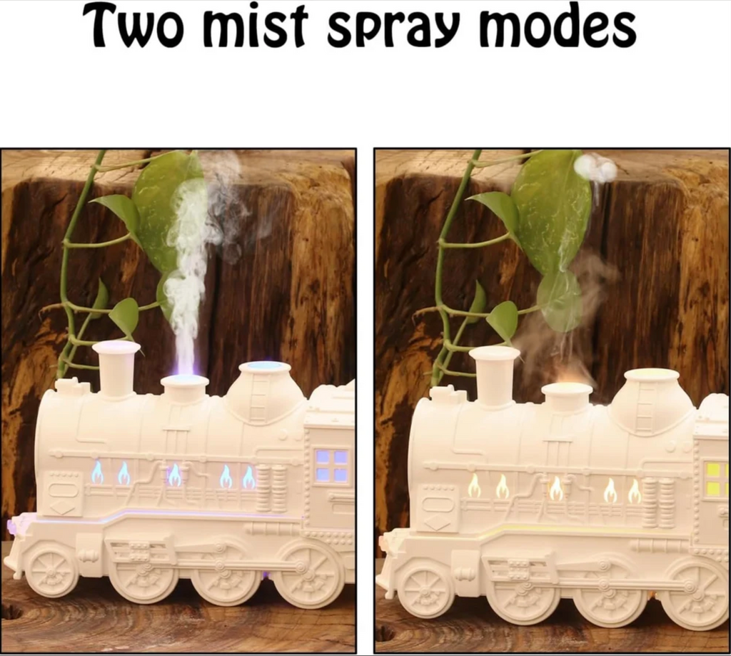 Train Engine Shape Humidifier, Essential Oil Aroma Diffuser (300ml Tank) (Black)